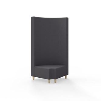 Snake hjørnemodul 90 grader R 12 rund med træben, høj ryg sh 37,5