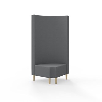 Snake hjørnemodul 90 grader R 12 rund med træben, høj ryg sh 43