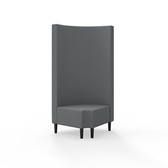 Snake hjørnemodul 90 grader R 12 rund med træben, høj ryg sh 43