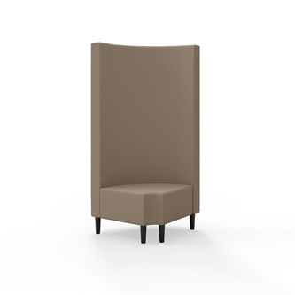 Snake hjørnemodul 90 grader R 12 rund med træben, høj ryg sh 43