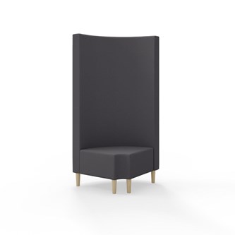 Snake hjørnemodul 90 grader R 12 rund med træben, høj ryg sh 43