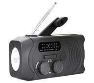Nødradio med håndsving, solceller og LED