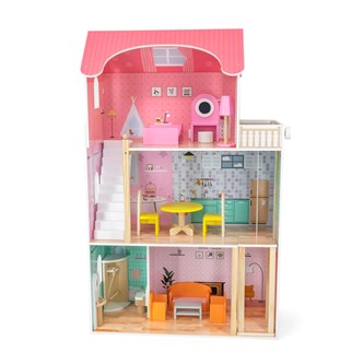 Stort dukkehus med møbler