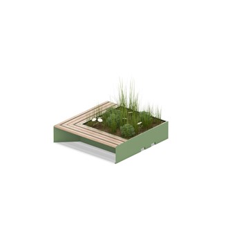 MeetUp blomsterkasse med siddebænk i vinkel