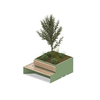 MeetUp blomsterkasse hjørne med siddebænk