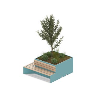 MeetUp blomsterkasse hjørne med siddebænk