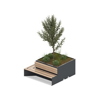 MeetUp blomsterkasse hjørne med siddebænk