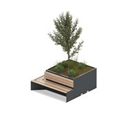 MeetUp blomsterkasse hjørne med siddebænk
