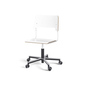 Como stol FSC gas (lav) alu hjul stor sæde hvidt stel