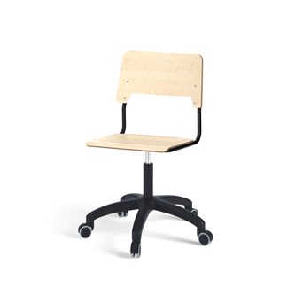 Como stol FSC gas (høj) hjul stor sæde sort stel