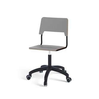 Como stol FSC gas (høj) hjul stor sæde sort stel