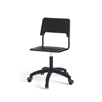 Como stol FSC gas (høj) hjul stor sæde sort stel