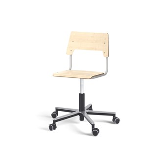 Como stol FSC gas (høj) alu hjul mellem sæde sølvstel