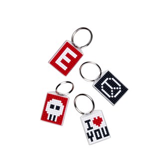 Pixel nøglevedhæng m/perleplade 10 stk.