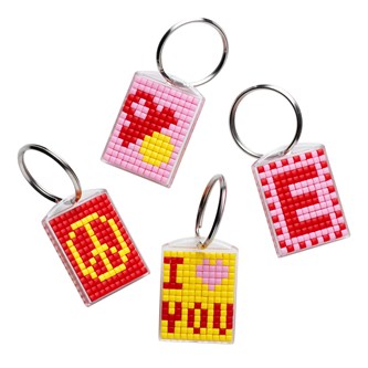 Pixel nøglevedhæng m/perleplade 10 stk.