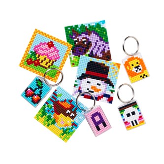 Pixel nøglevedhæng m/perleplade 10 stk.