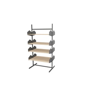 Wille bibliotek fritstående med træhylder, 90 cm
