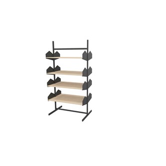 Wille bibliotek fritstående med træhylder, 90 cm
