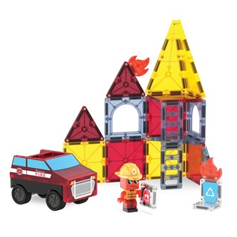 Magna-Tiles Brandbil med pullback og figur 27 dele