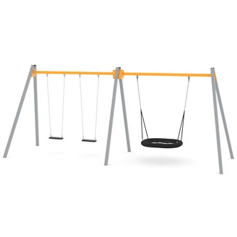 SWING gynge med 3 flade sæder inkl. fuglerede, høj model ST0594