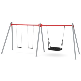 SWING gynge med 3 flade sæder inkl. fuglerede, høj model ST0594