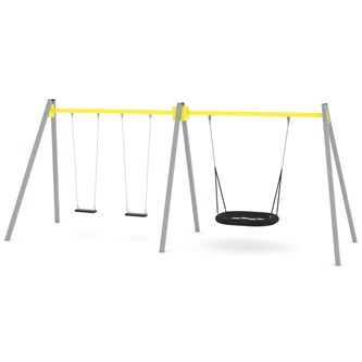 SWING gynge med 3 flade sæder inkl. fuglerede, høj model ST0594