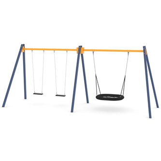 SWING gynge med 3 flade sæder inkl. fuglerede, høj model ST0594