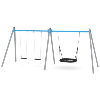 SWING gynge med 3 flade sæder inkl. fuglerede, høj model ST0594