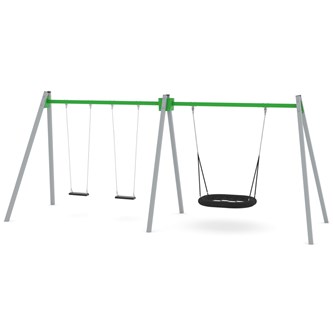 SWING gynge med 3 flade sæder inkl. fuglerede, høj model ST0594