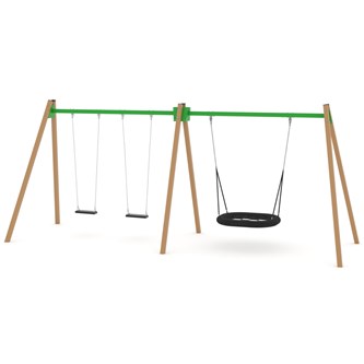 SWING gynge med 3 flade sæder inkl. fuglerede, høj model ST0594