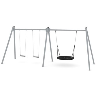 SWING gynge med 3 flade sæder inkl. fuglerede, høj model ST0594