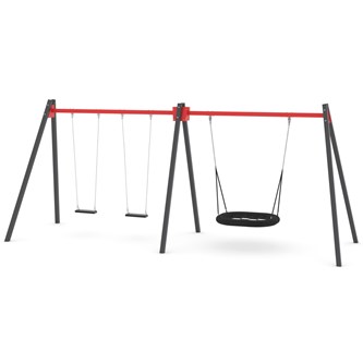 SWING gynge med 3 flade sæder inkl. fuglerede, høj model ST0594