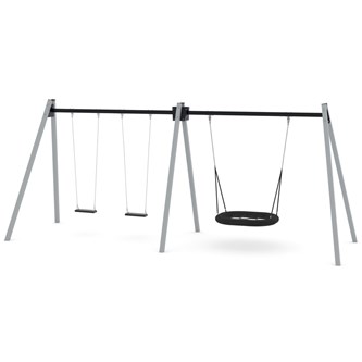 SWING gynge med 3 flade sæder inkl. fuglerede, høj model ST0594
