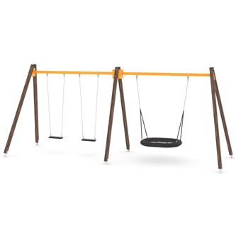 SWING gynge med 3 flade sæder inkl. Fuglerede, høj model WD0594