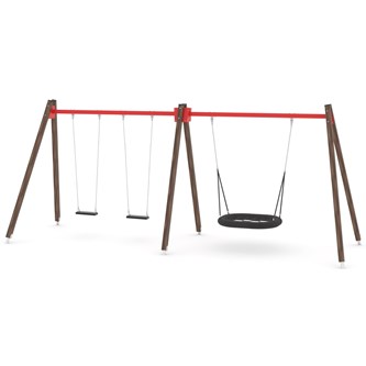SWING gynge med 3 flade sæder inkl. Fuglerede, høj model WD0594