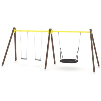 SWING gynge med 3 flade sæder inkl. Fuglerede, høj model WD0594