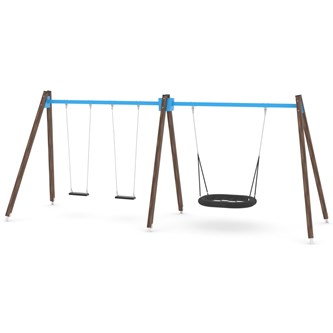 SWING gynge med 3 flade sæder inkl. Fuglerede, høj model WD0594