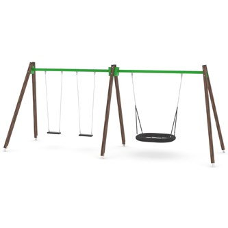 SWING gynge med 3 flade sæder inkl. Fuglerede, høj model WD0594