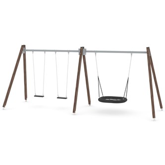 SWING gynge med 3 flade sæder inkl. Fuglerede, høj model WD0594
