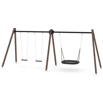 SWING gynge med 3 flade sæder inkl. Fuglerede, høj model WD0594