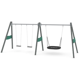 Recycled:play gynge med 2 flade sæder RC0594, høj model