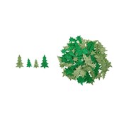 Dekorgummifigurer grantræer 100-pak