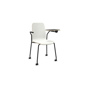 Vapaa stol høj ryg med skriveplade og ben på hjul sort