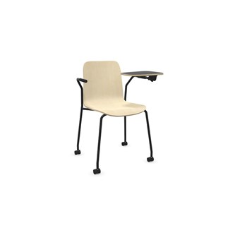 Vapaa stol lav ryg med skriveplade og ben på hjul sort