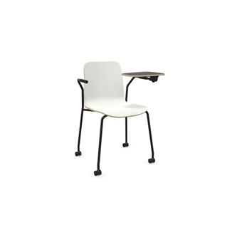 Vapaa stol lav ryg med skriveplade og ben på hjul sort