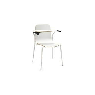 Vapaa stol lav ryg med skriveplade og ben hvid