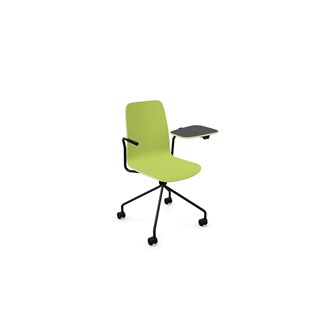 Vapaa konferencestol høj ryg med skriveplade 4-kryds m/hjul sort