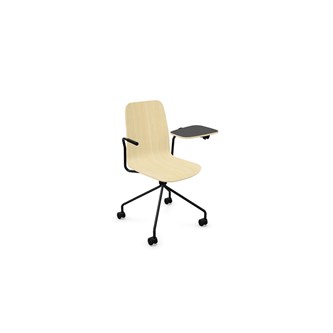 Vapaa konferencestol høj ryg med skriveplade 4-kryds m/hjul sort