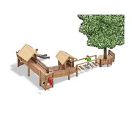 Bysen kombinationsleg med to legehuse og træplatform