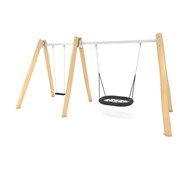 Robinia højt gyngestativ med 1 fladt sæde og 1 fuglerede RB0592